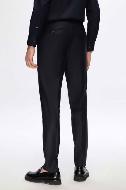 Damat Lacivert Yün Karişimli Kumaş Pantolon