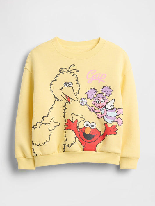 Sarı Sesame Street Grafik Baskılı Sweatshirt