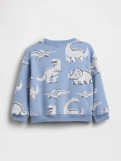 Açık Mavi Vintagesoft Fransız Havlu Terry Grafik Baskılı Sweatshirt