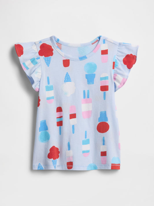 Bebe Mavisi Fırfır Kollu T-shirt