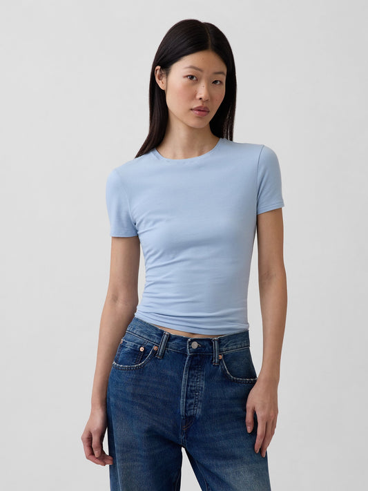 Açık Mavi Closeknit Jersey T-shirt