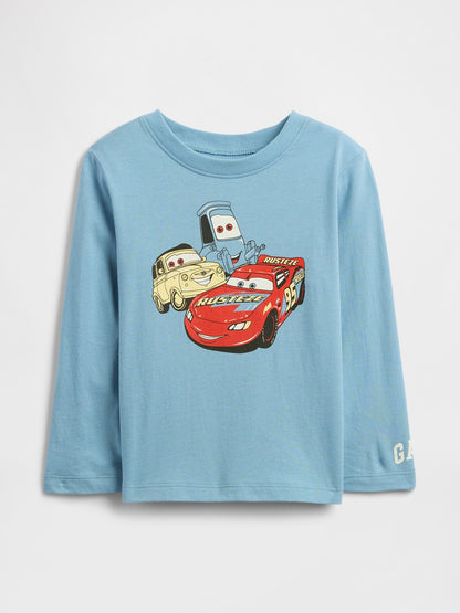 Açık Mavi Gap × Disney Grafik Baskılı T-shirt