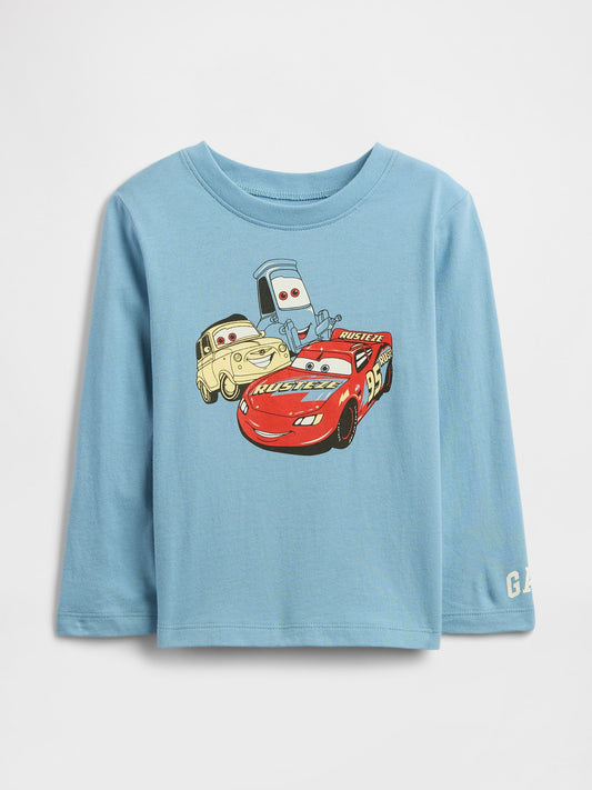 Açık Mavi Gap × Disney Grafik Baskılı T-shirt