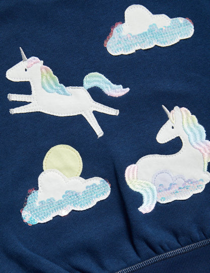 Unicorn Desenli Yuvarlak Yaka Sweatshirt (2-7 Yaş)