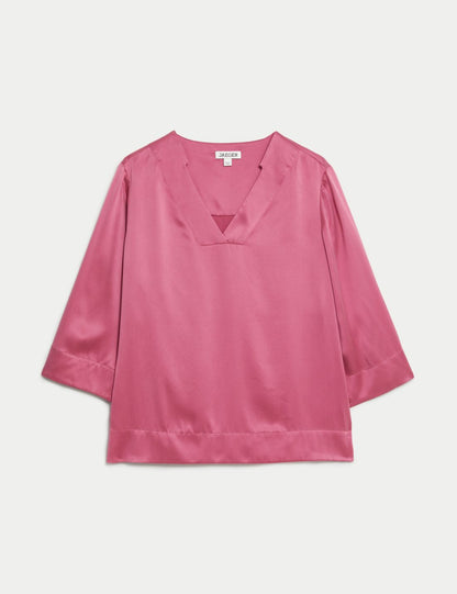 Relaxed Fit V Yaka Ipek Bluz
