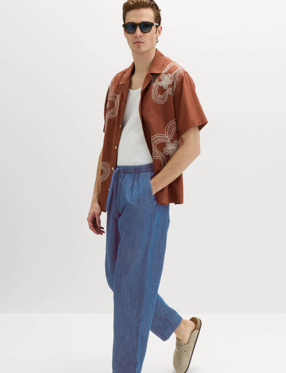 Loose Fit Keten Karışımlı Pantolon
