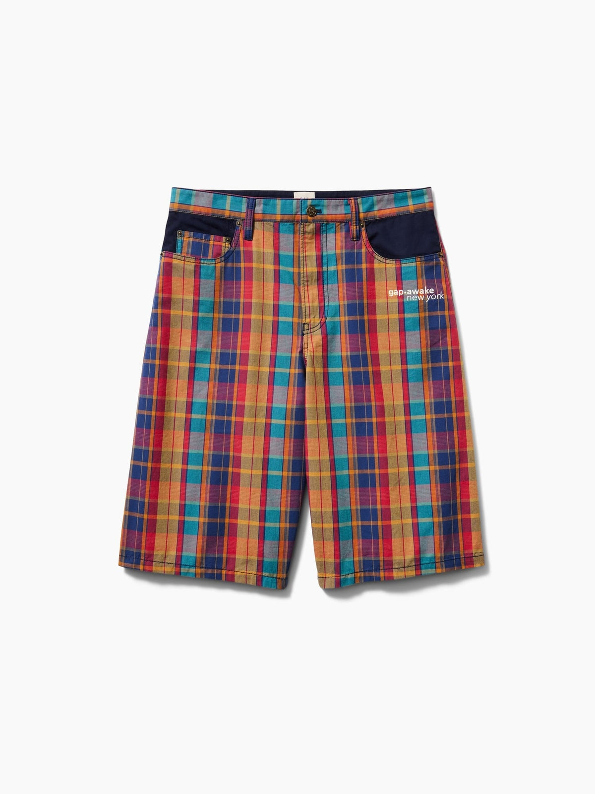 Çok Renkli Gap × Awake Ny Kareli Kanvas Baggy Şort