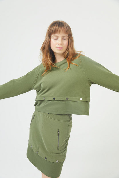 Haki Geniş Kesim Sweatshirt