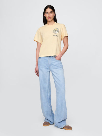 Açık Sarı Keith Haring Relaxed Grafik T-shirt