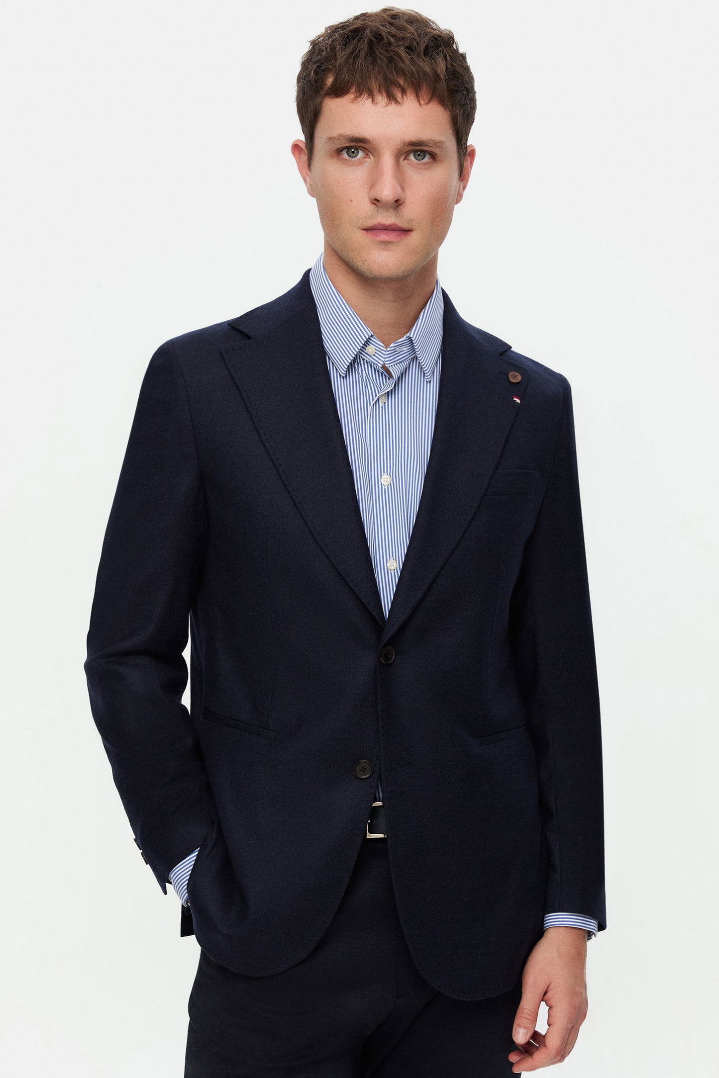 Damat Regular Fit Lacivert Düz Kumaş Ceket