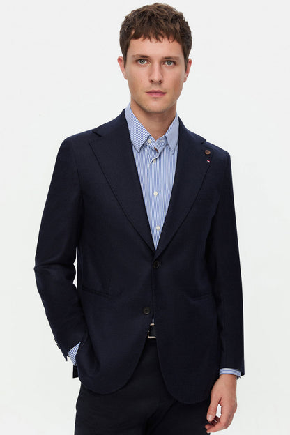 Damat Regular Fit Lacivert Düz Kumaş Ceket