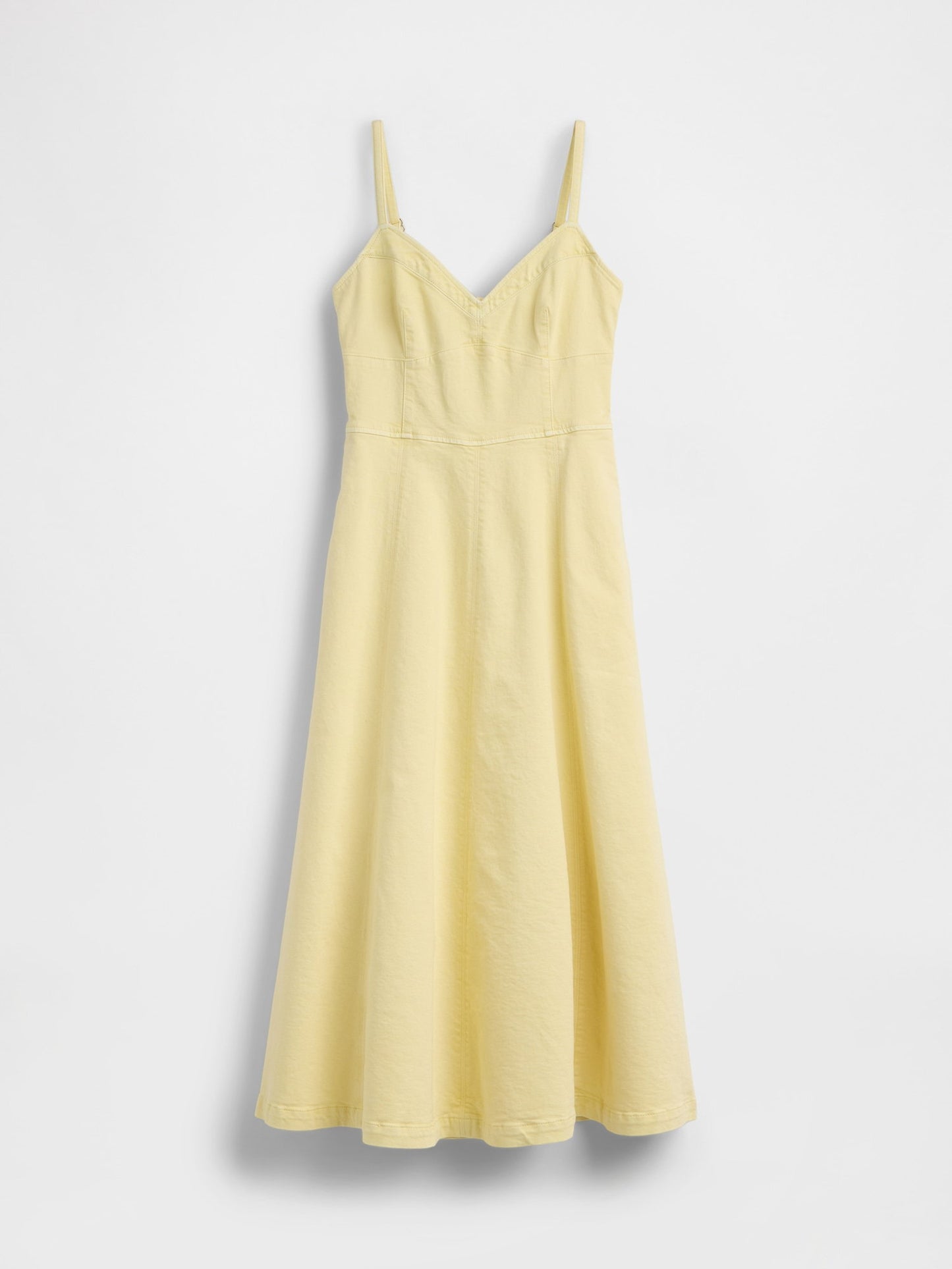 Sarı Denim Seamed Korse Maxi Elbise