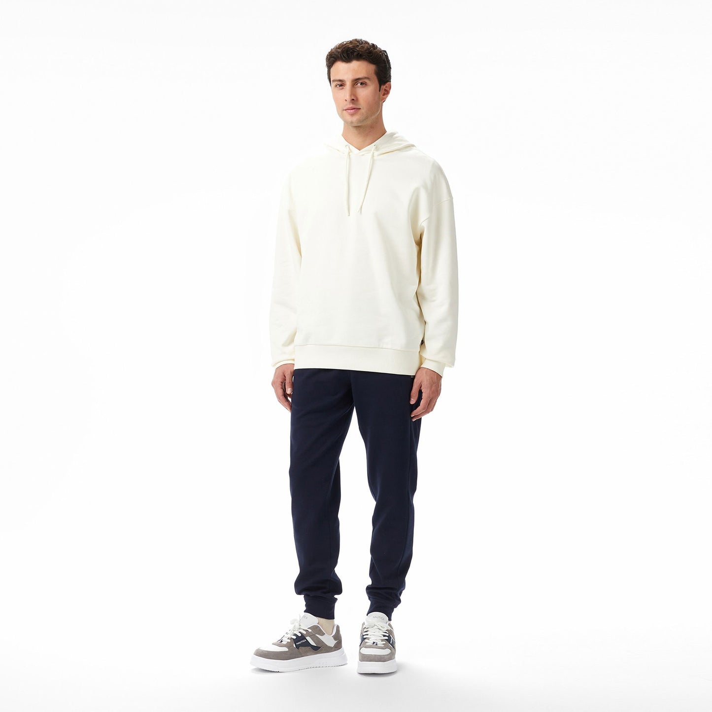 Nautica Erkek Krem Oversize Kapüşonlu Sweatshirt