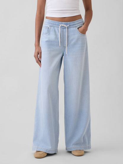 Açık Mavi Mid Rise Ultrasoft Easy Baggy Jean Pantolon