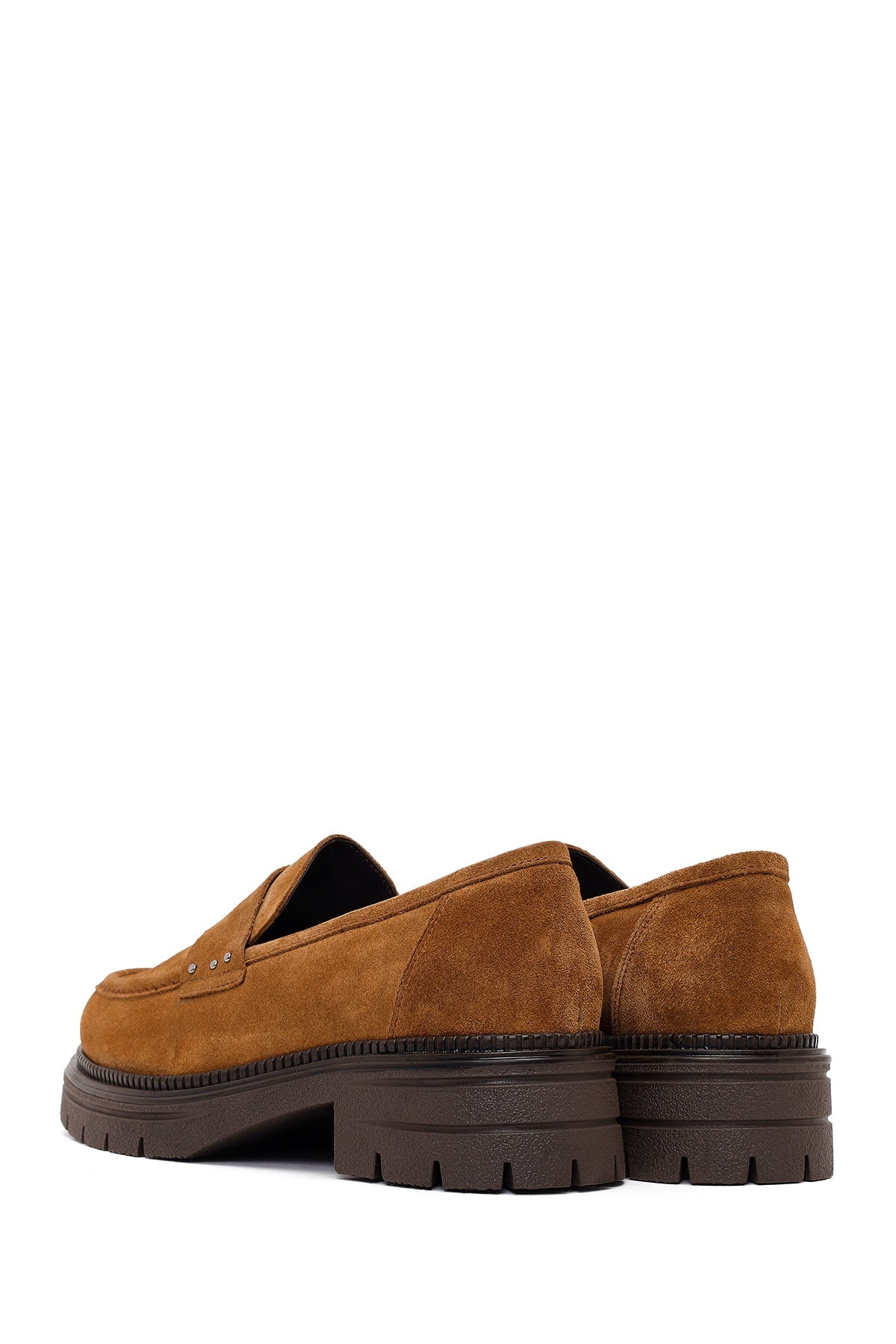 Kadın Taba Kalın Tabanlı Süet Deri Maskülen Loafer