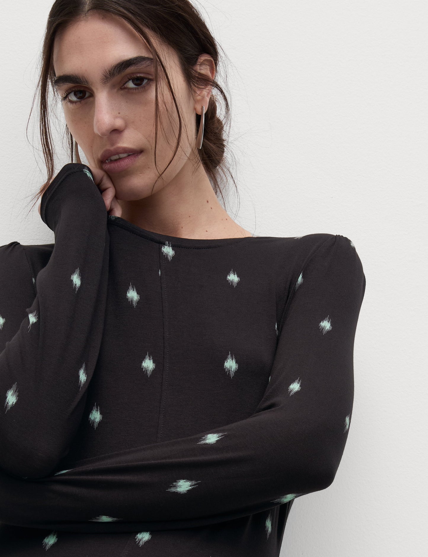 Jersey Desenli Midi Elbise