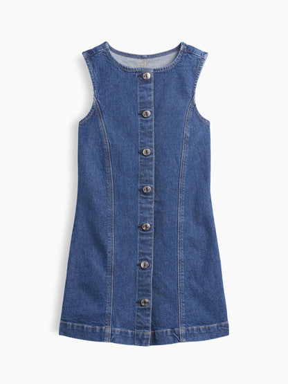 Koyu Mavi Kids Denim Elbise