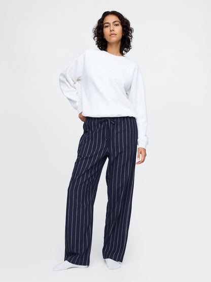 Lacivert Supersoft Desenli Flannel Pijama Altı