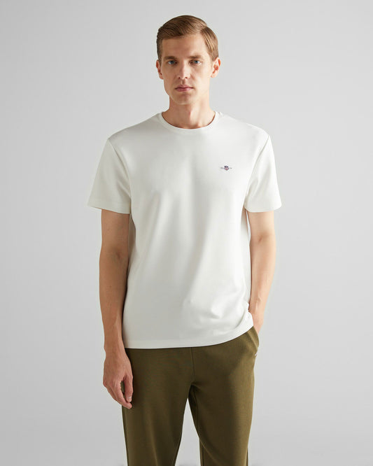 Gant Erkek Krem Relaxed Fit Bisiklet Yaka T-shirt