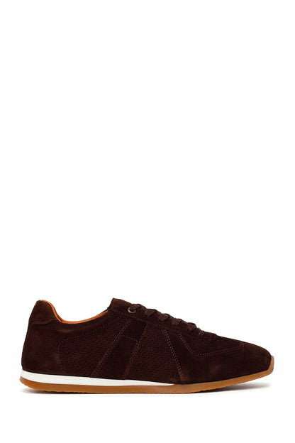 Erkek Kahverengi Bağcıklı Süet Deri Sneaker