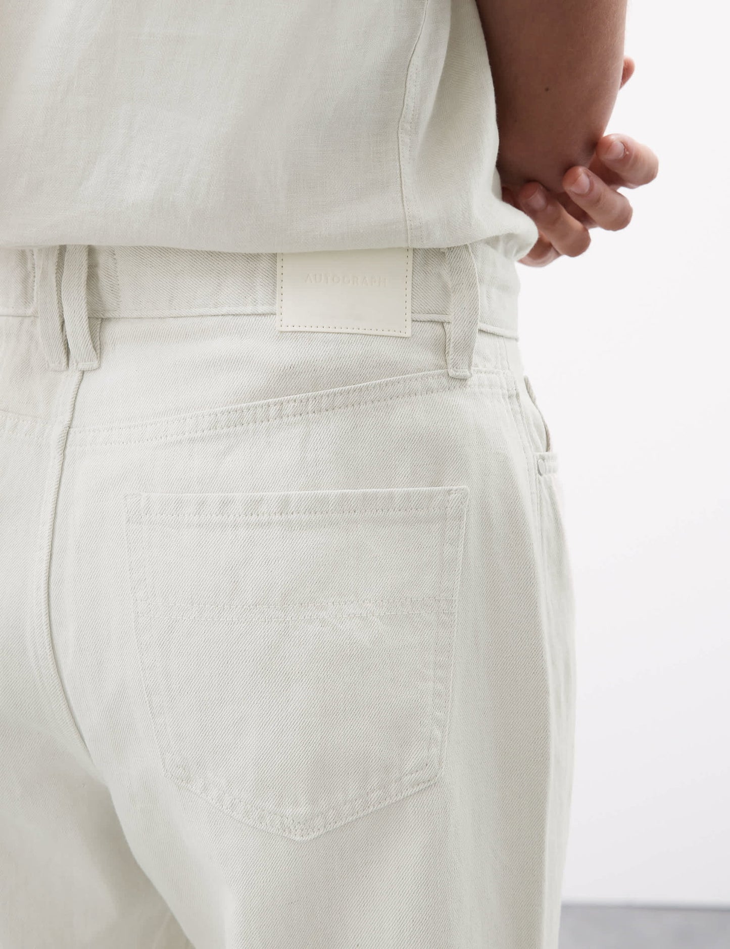 Keten Karışımlı Geniş Paça Jean Pantolon