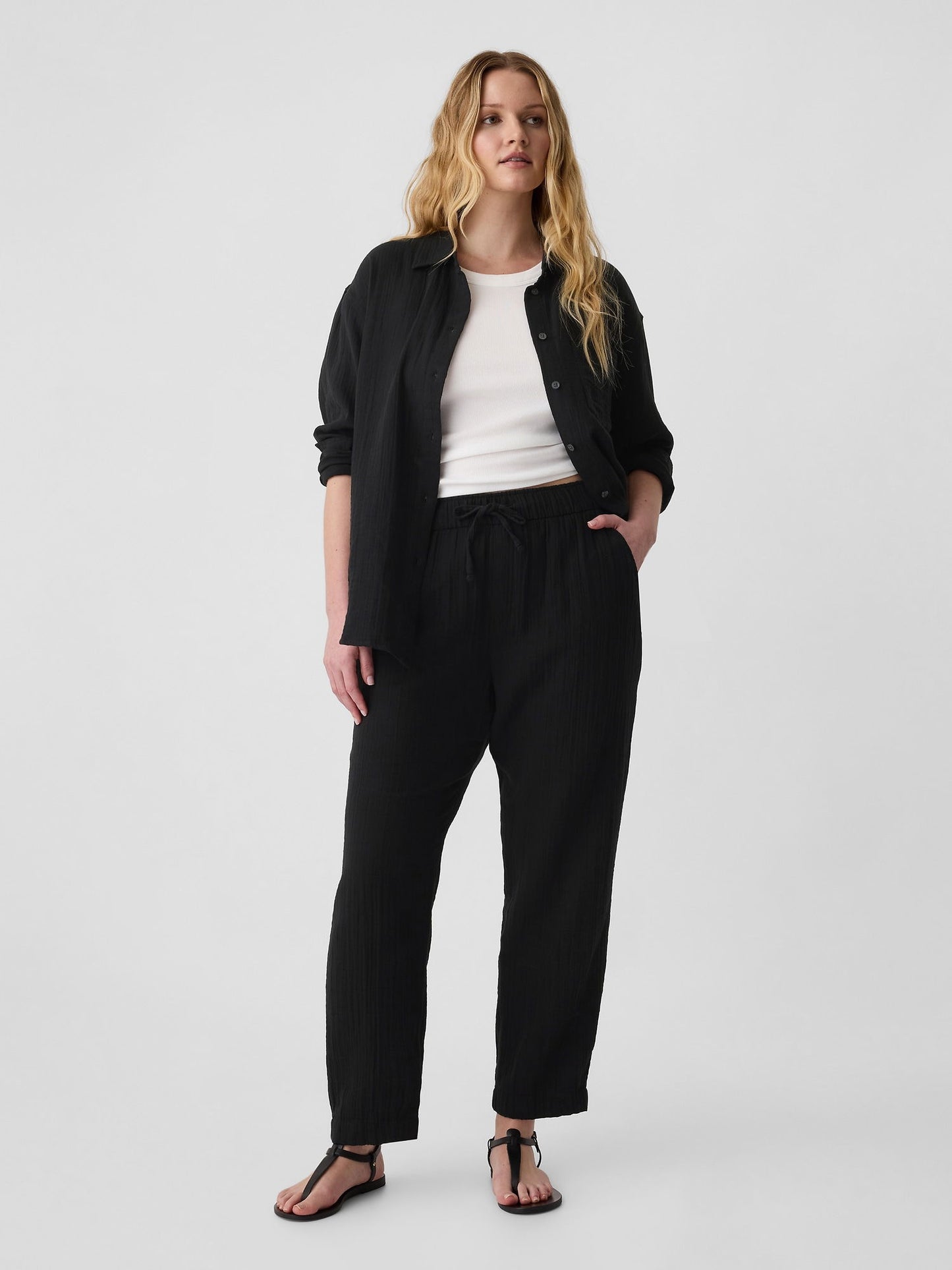 Siyah Easy Gauze Pantolon