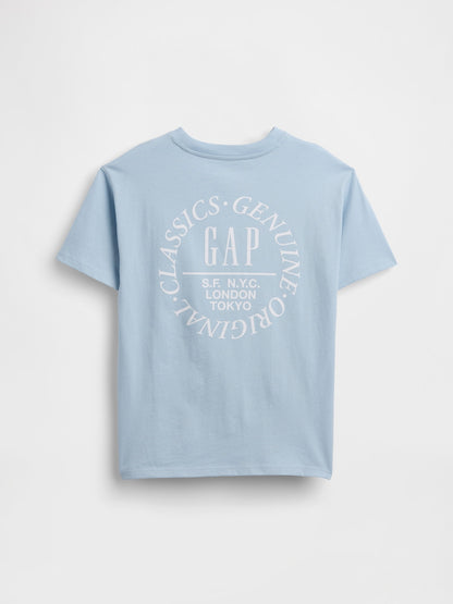 Açık Mavi Relaxed Grafik Logo T-shirt