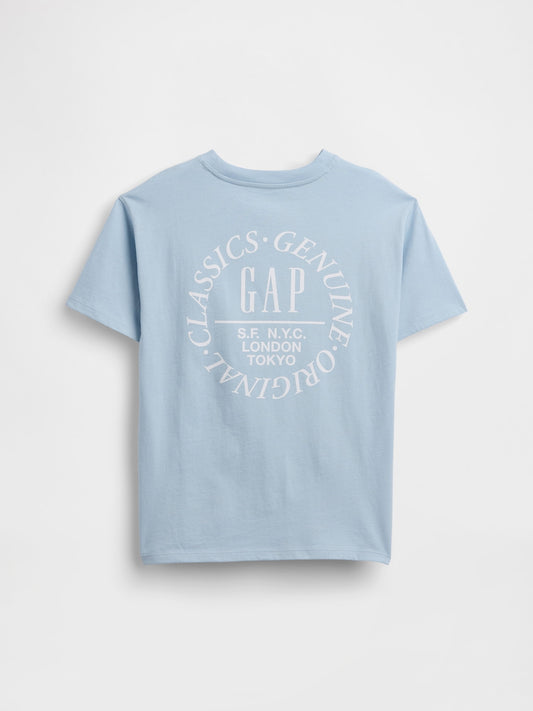 Açık Mavi Relaxed Grafik Logo T-shirt