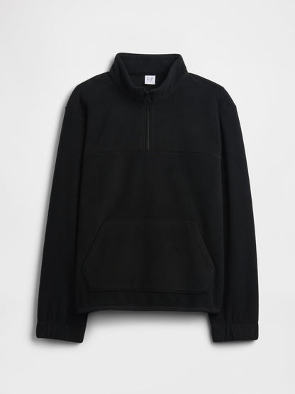 Siyah Relaxed Yarım Fermuarlı Sweatshirt