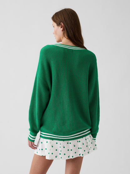 Yeşil Gap × Malbon %100 Pamuk Oversized Kazak