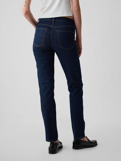 Lacivert Mid Rise Vintage Slim Jean Pantolon