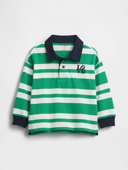 Yeşil Robert Indiana Love Rugby Polo T-shirt