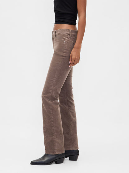 Açık Kahverengi Low Rise Kadife '90s Slim Pantolon