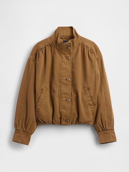 Kahverengi Twill Bubble Ceket