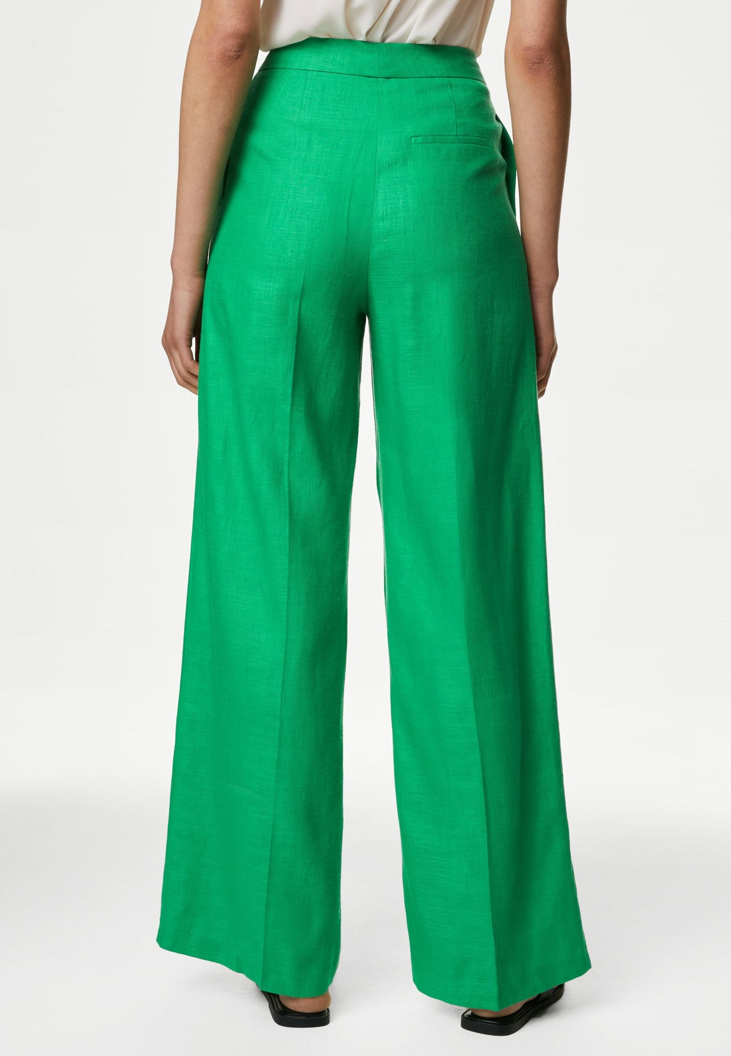 Yüksek Bel Wide Leg Keten Pantolon