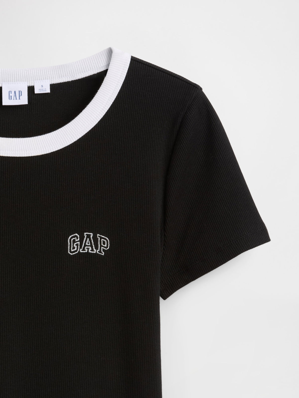 Siyah Ribbed Gap Logo Baby Crop T-shirt