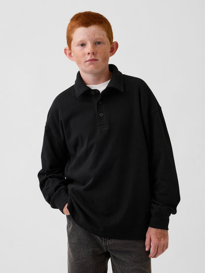 Siyah Heavyweight Relaxed Polo T-shirt