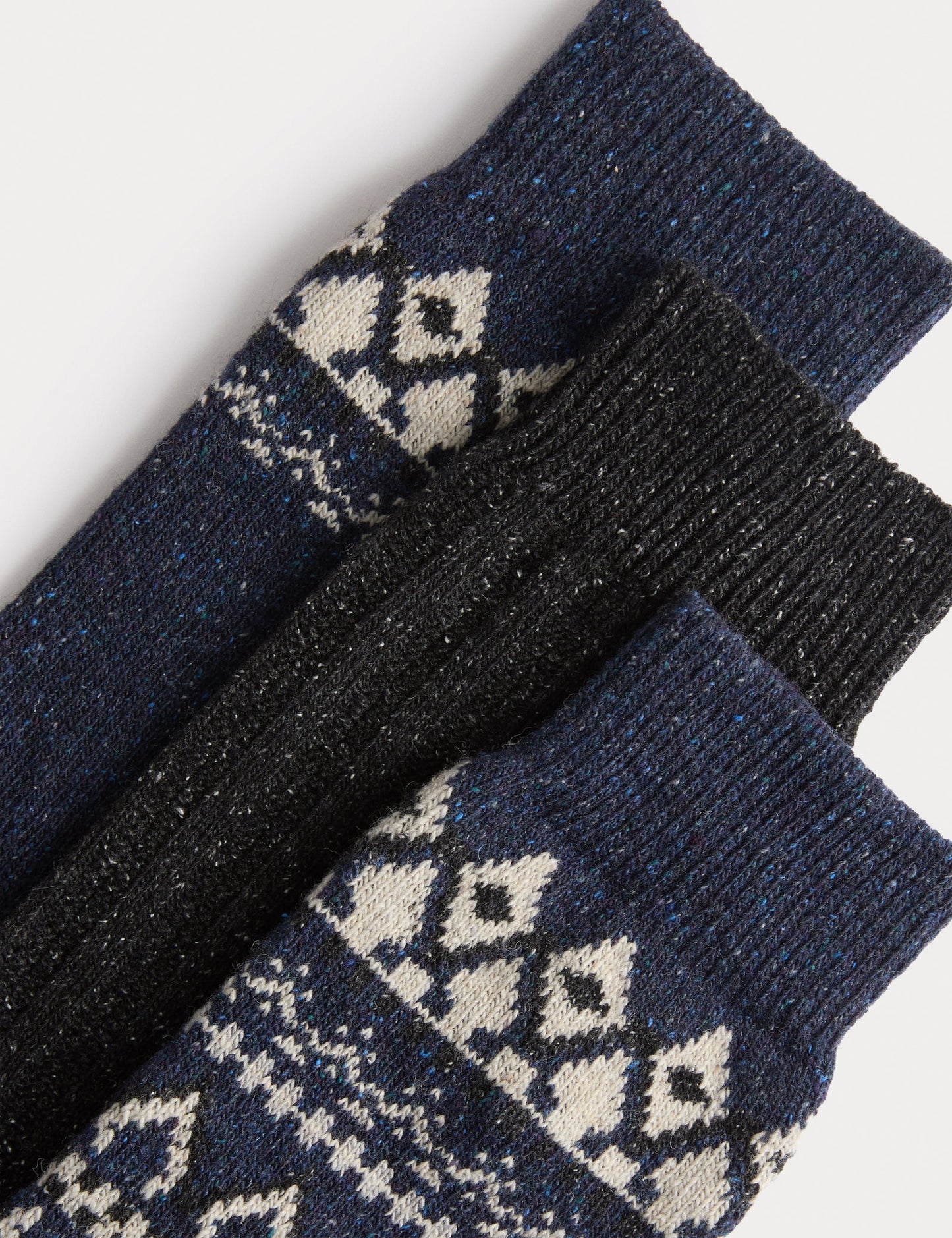 3’lü Fair Isle Desenli Yün Karışımlı Çorap Seti