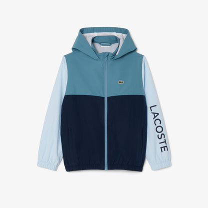 Çocuk Kapüşonlu Renk Bloklu Lacivert Ceket