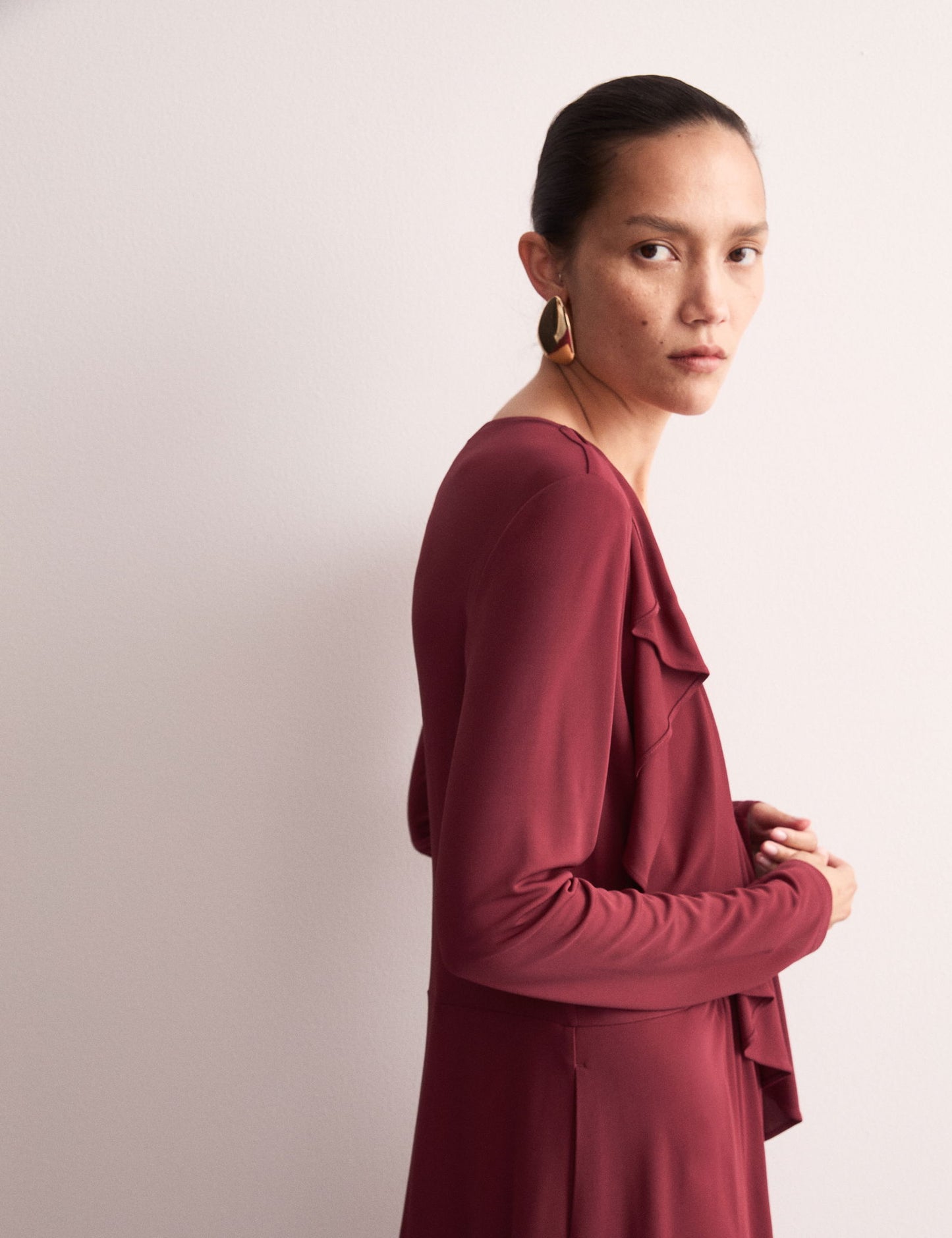 Jaeger Regular Fit V Yaka Midi Elbise