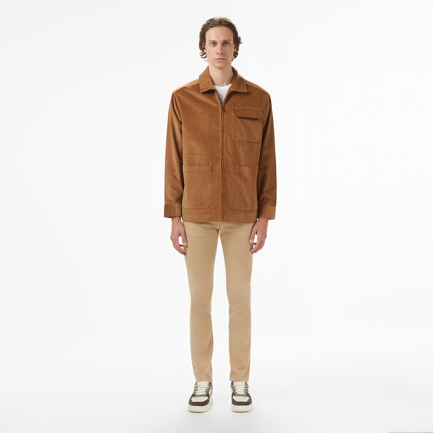 Lacoste Erkek Relaxed Fit Fermuarlı Kahverengi Dış Gömlek