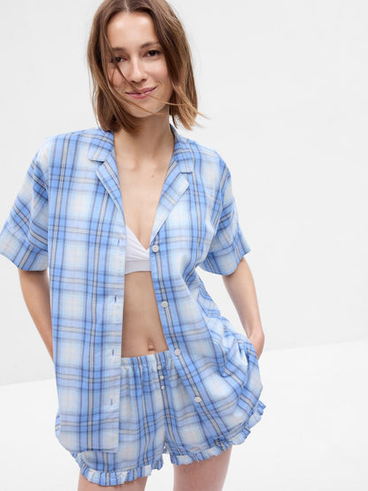 Mavi Poplin Pijama Gömlek