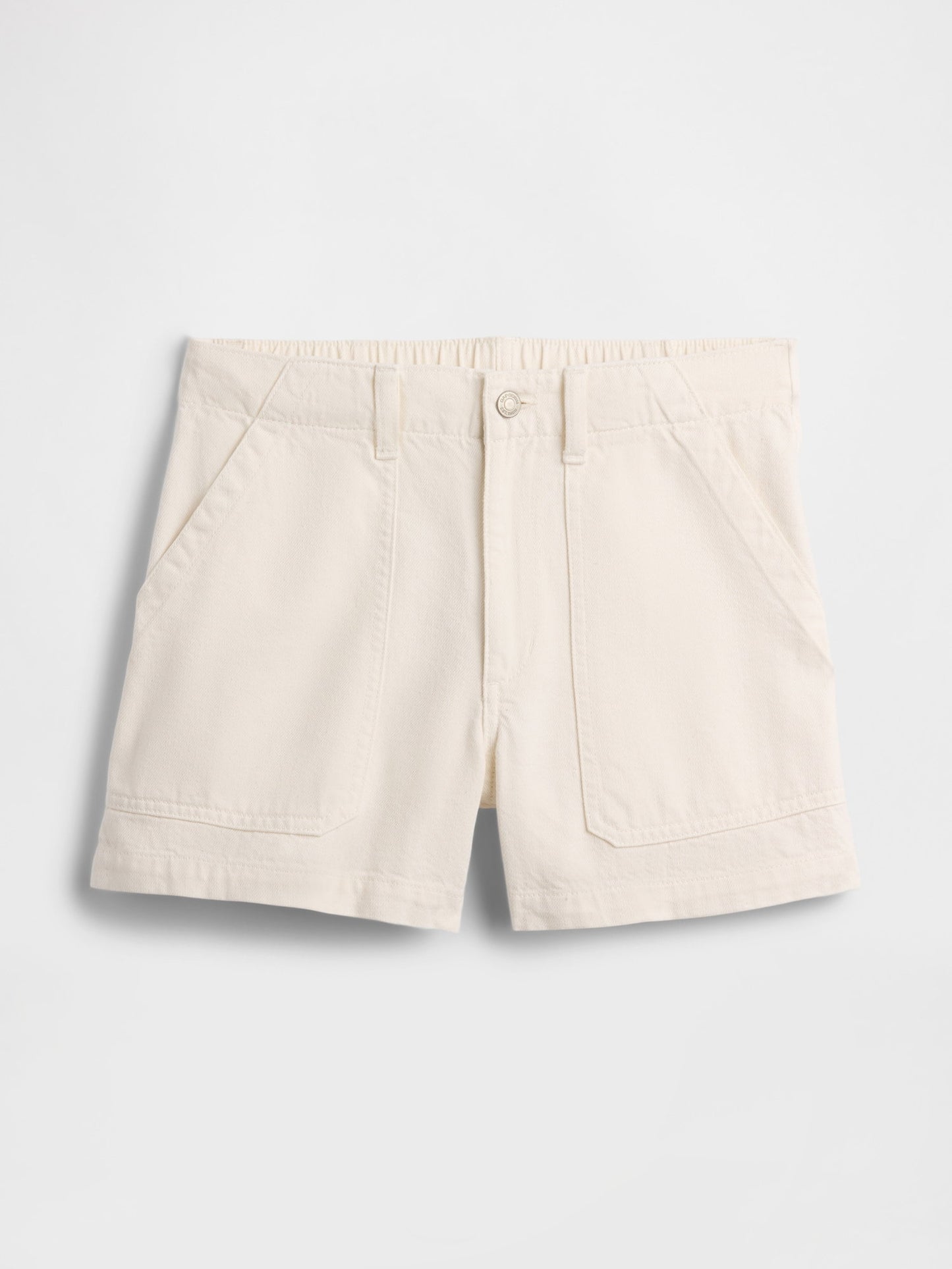 Beyaz 4 High Rise Denim Utility Şort