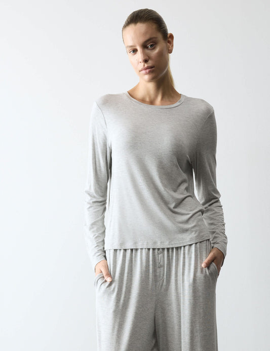 Modal Karışımlı Uzun Kollu Pijama Üstü