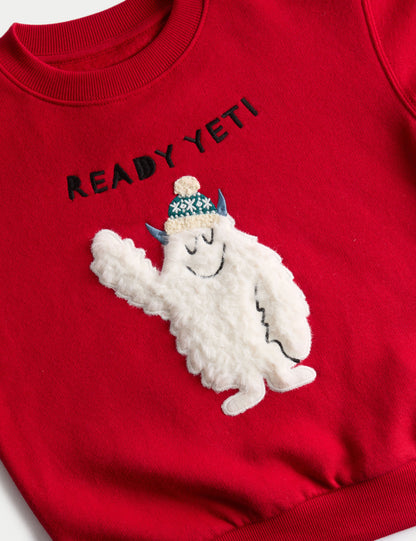 Yeti Baskılı Çocuk Yılbaşı Sweatshirt