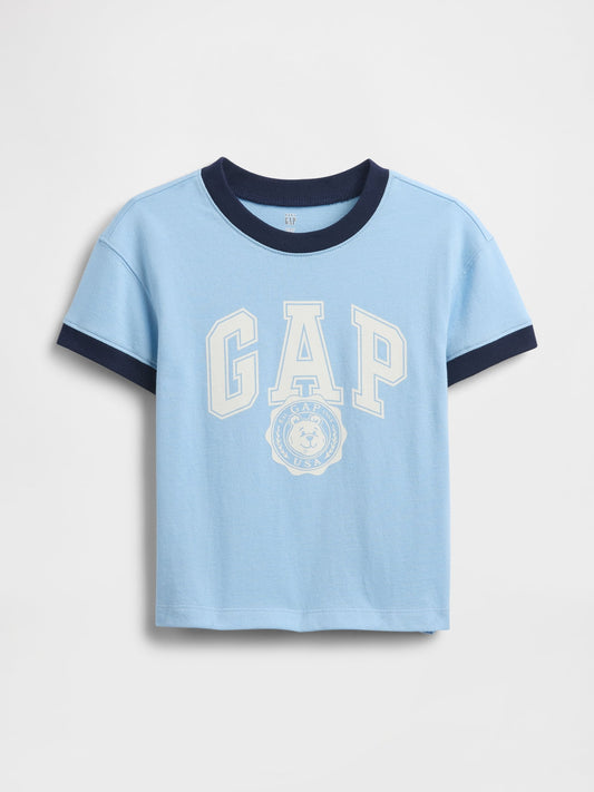 Açık Mavi Logo Ringer T-shirt