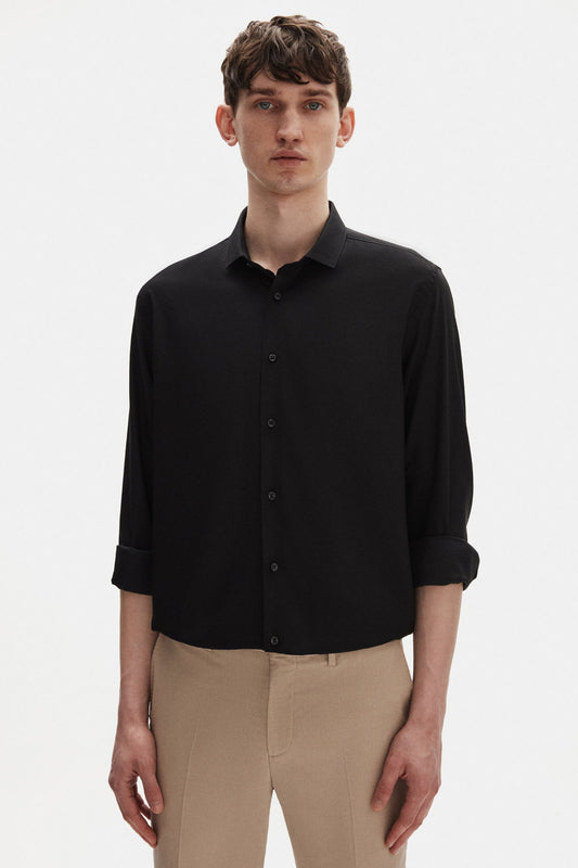 Tween Slim Fit Siyah Düz Travel Gömlek