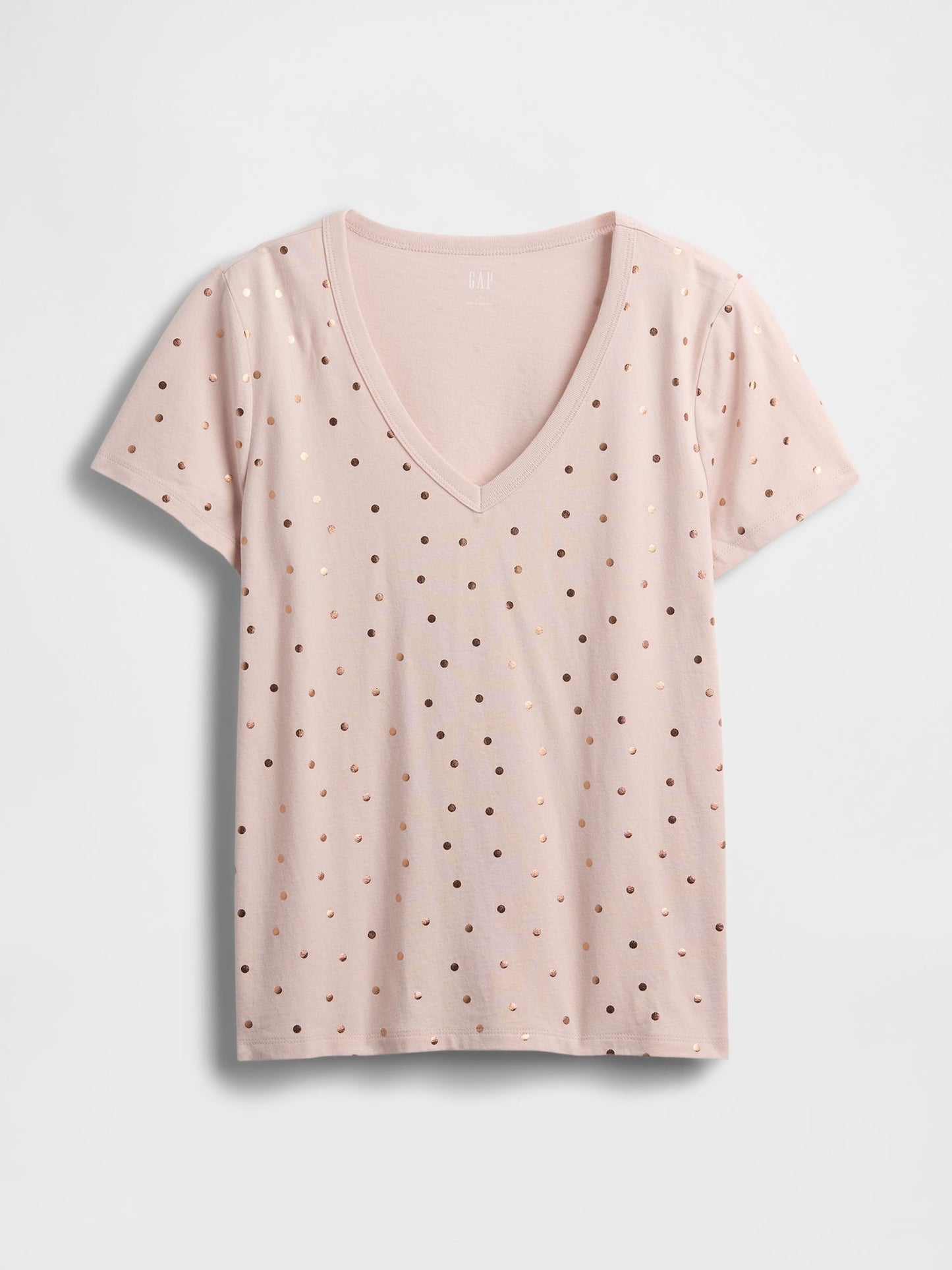 Açık Pembe V Yaka Grafik T-shirt