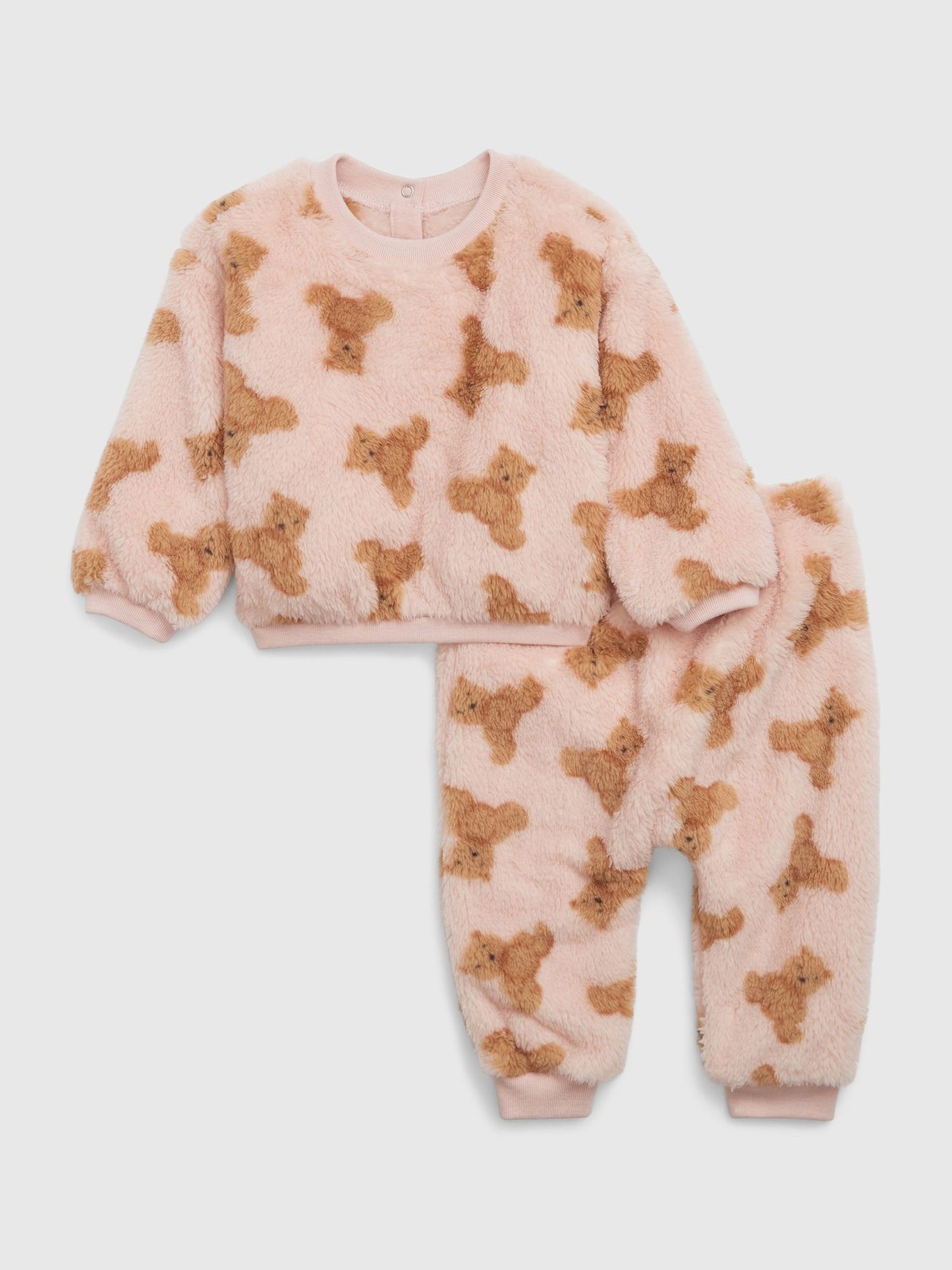 Pembe Brannan Bear Desenli Sherpa Outfit Set