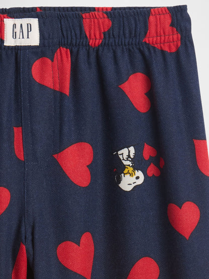 Lacivert Peanuts %100 Recycled Flannel Pijama Altı